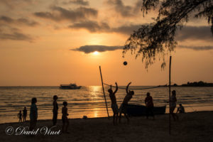Beach volley at sunset